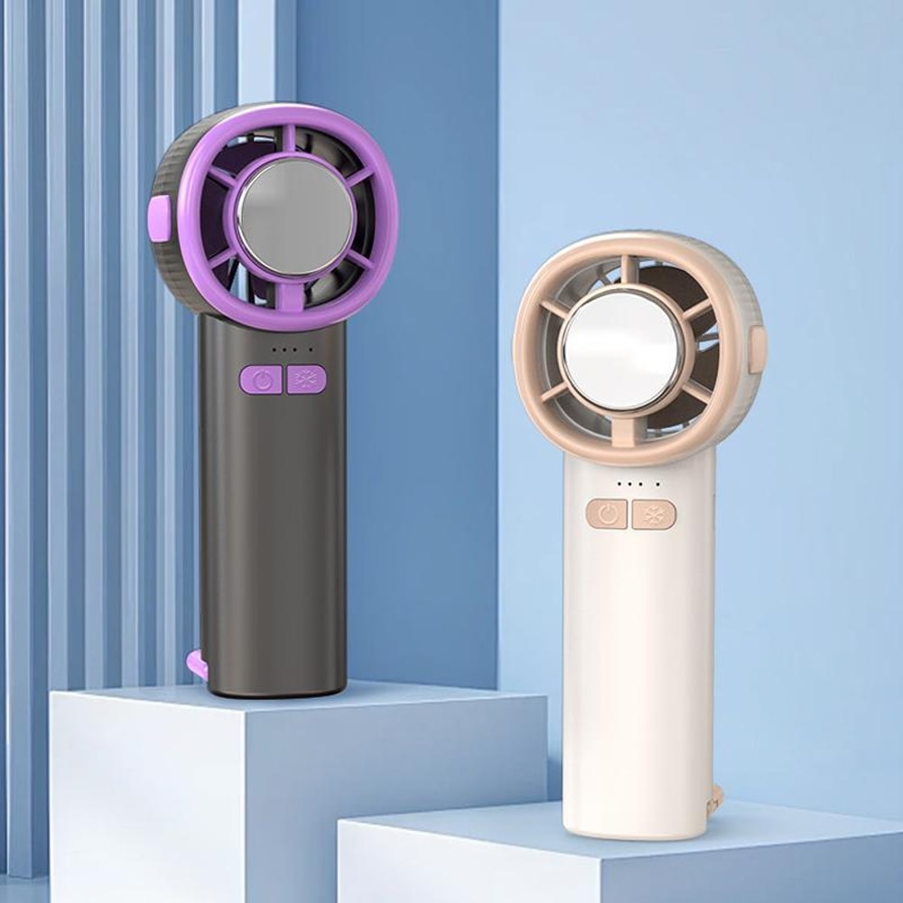 USB Rechargeable Semiconductor Cooling Fan with Digital Display Portable Handheld Mini Fan