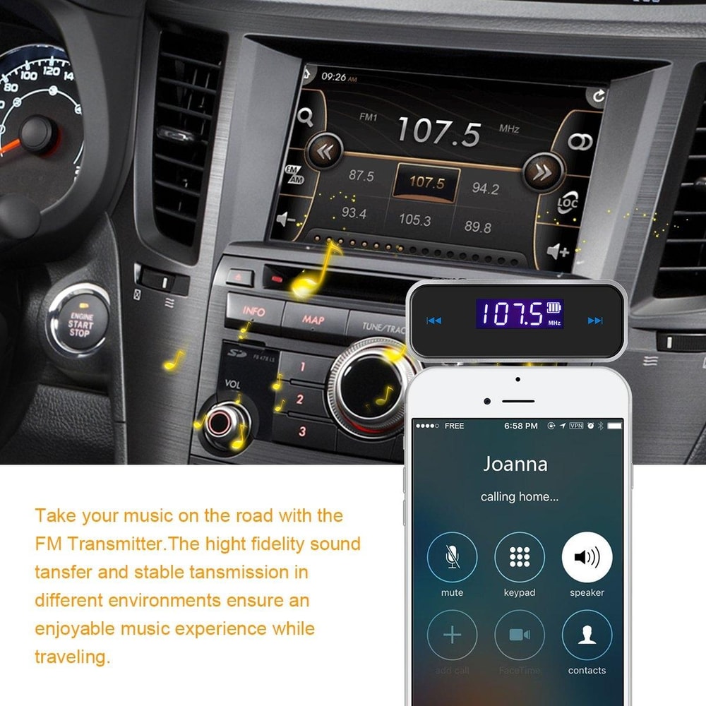 Mini FM Transmitter for Car Wireless MP3 Audio Adapter Car Radio Modulator