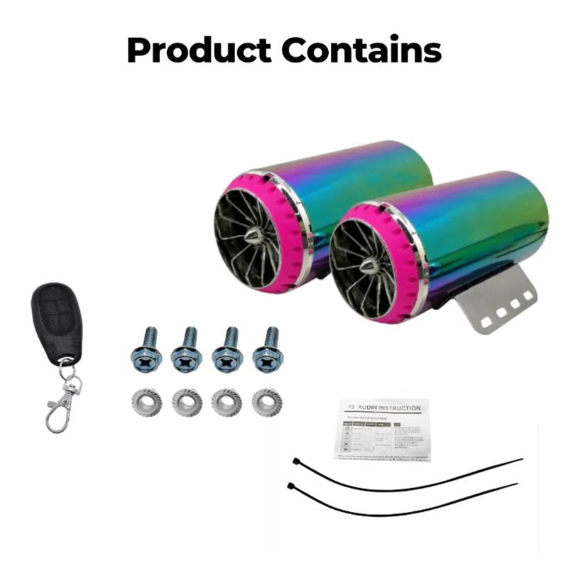 Motorcycle Bluetooth Subwoofer Exhaust Pipe Speaker Waterproof FM Radio System