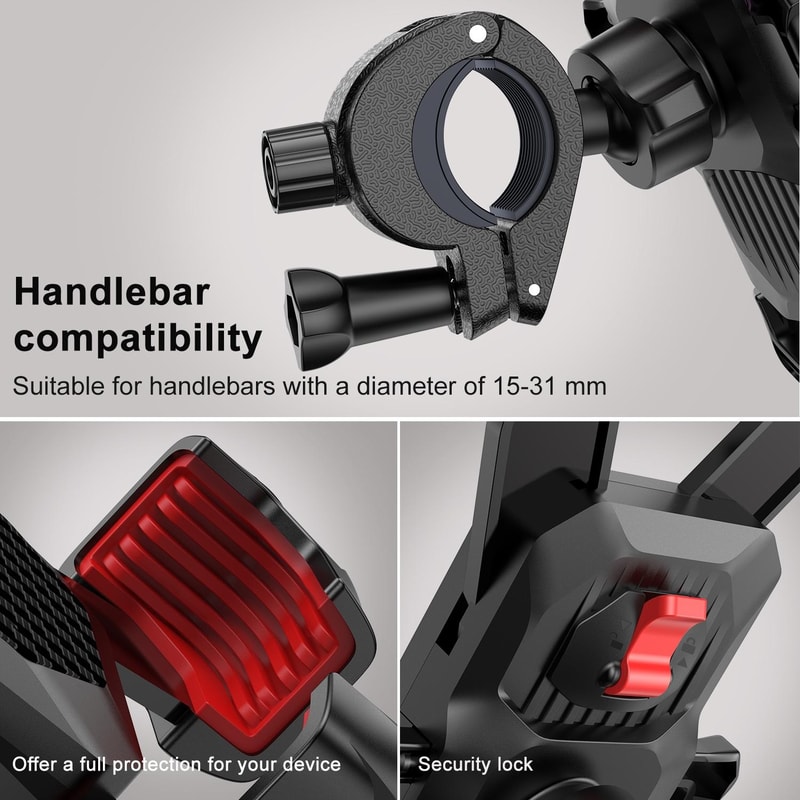 Bike Phone Mount Holder Adjustable Handlebar Clamp for Bicycle Motorcycle