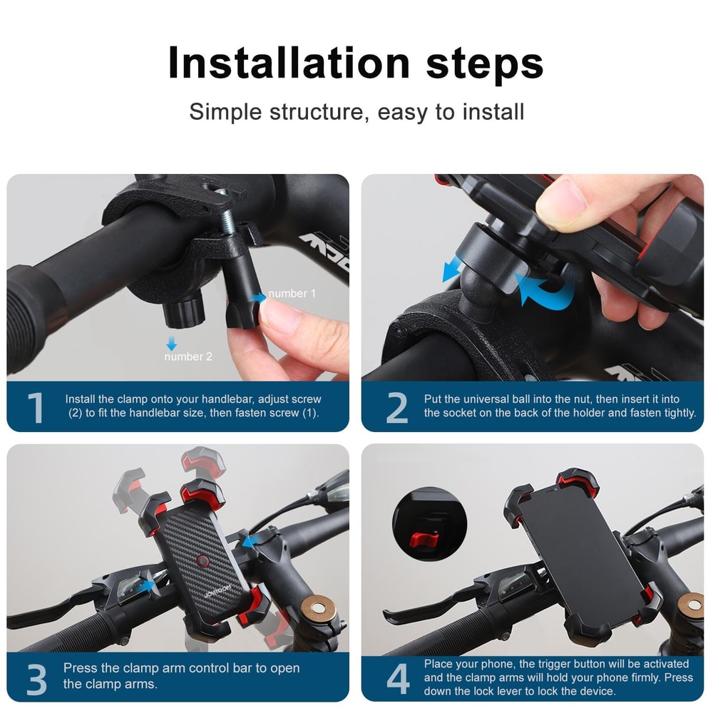 Bike Phone Mount Holder Adjustable Handlebar Clamp for Bicycle Motorcycle