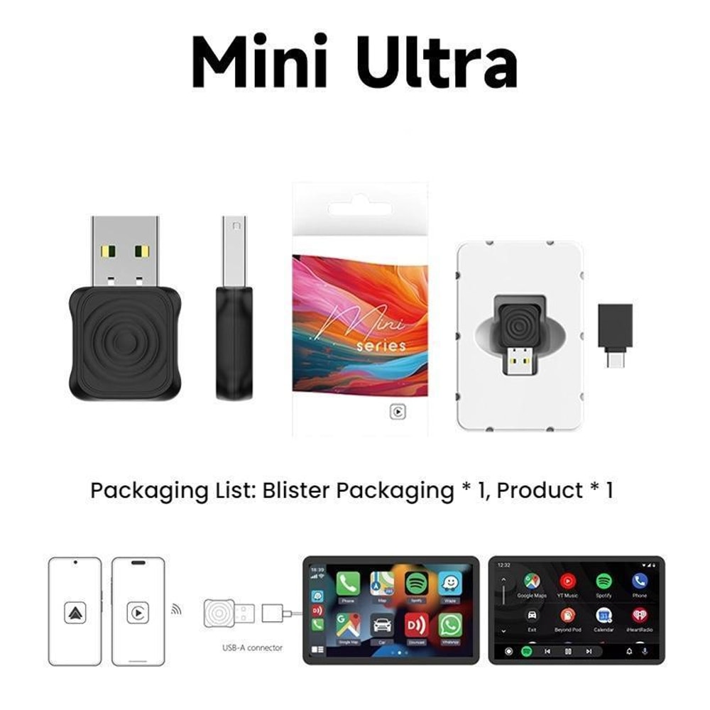Carlinkit Wireless CarPlay & Android Auto Adapter Plug and Play USB Dongle