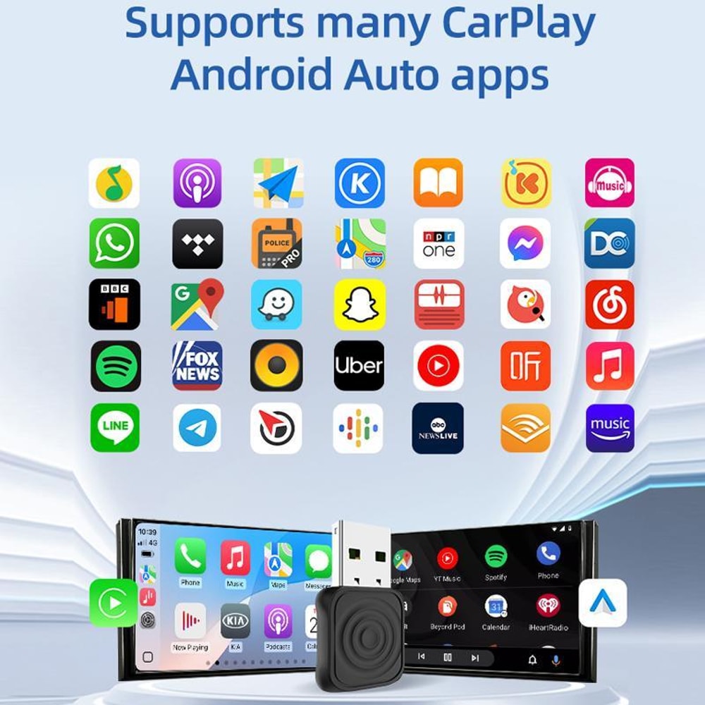 Carlinkit Wireless CarPlay & Android Auto Adapter Plug and Play USB Dongle