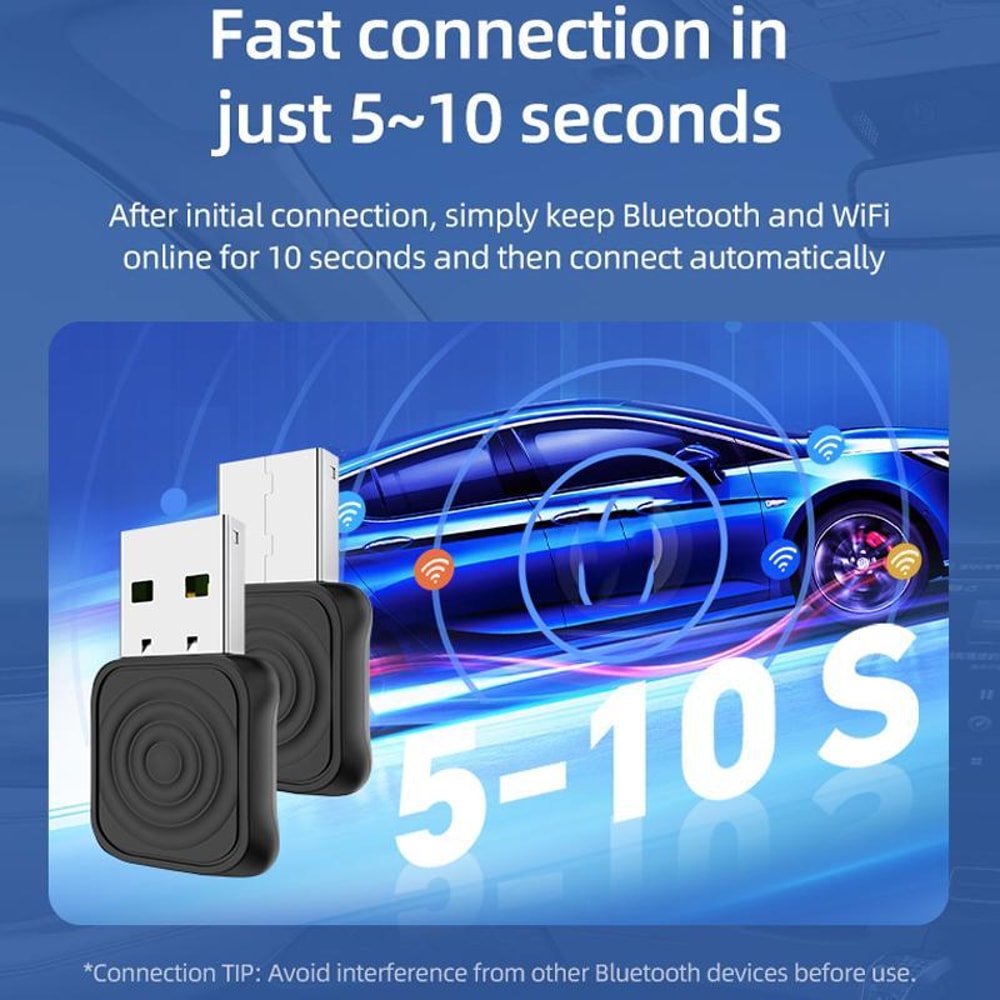 Carlinkit Wireless CarPlay & Android Auto Adapter Plug and Play USB Dongle