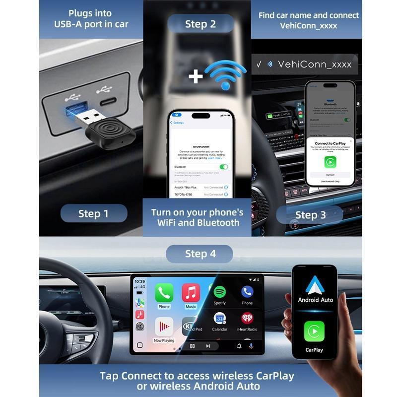 Carlinkit Wireless CarPlay & Android Auto Adapter Plug and Play USB Dongle