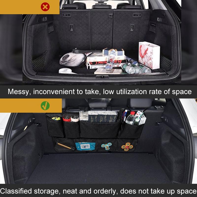 Universal Car Seat Organizer SUV Rear Seat Storage Bag Foldable Black