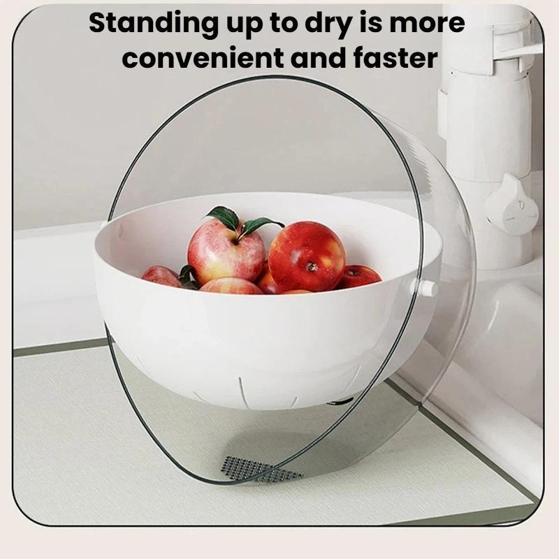 DoubleLayer Fruit Vegetable Washing Draining Basket MultiFunction Kitchen Strainer Rice Basin 3