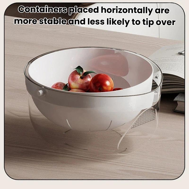 DoubleLayer Fruit Vegetable Washing Draining Basket MultiFunction Kitchen Strainer Rice Basin 4