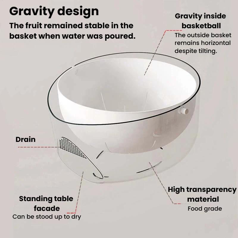 DoubleLayer Fruit Vegetable Washing Draining Basket MultiFunction Kitchen Strainer Rice Basin 5