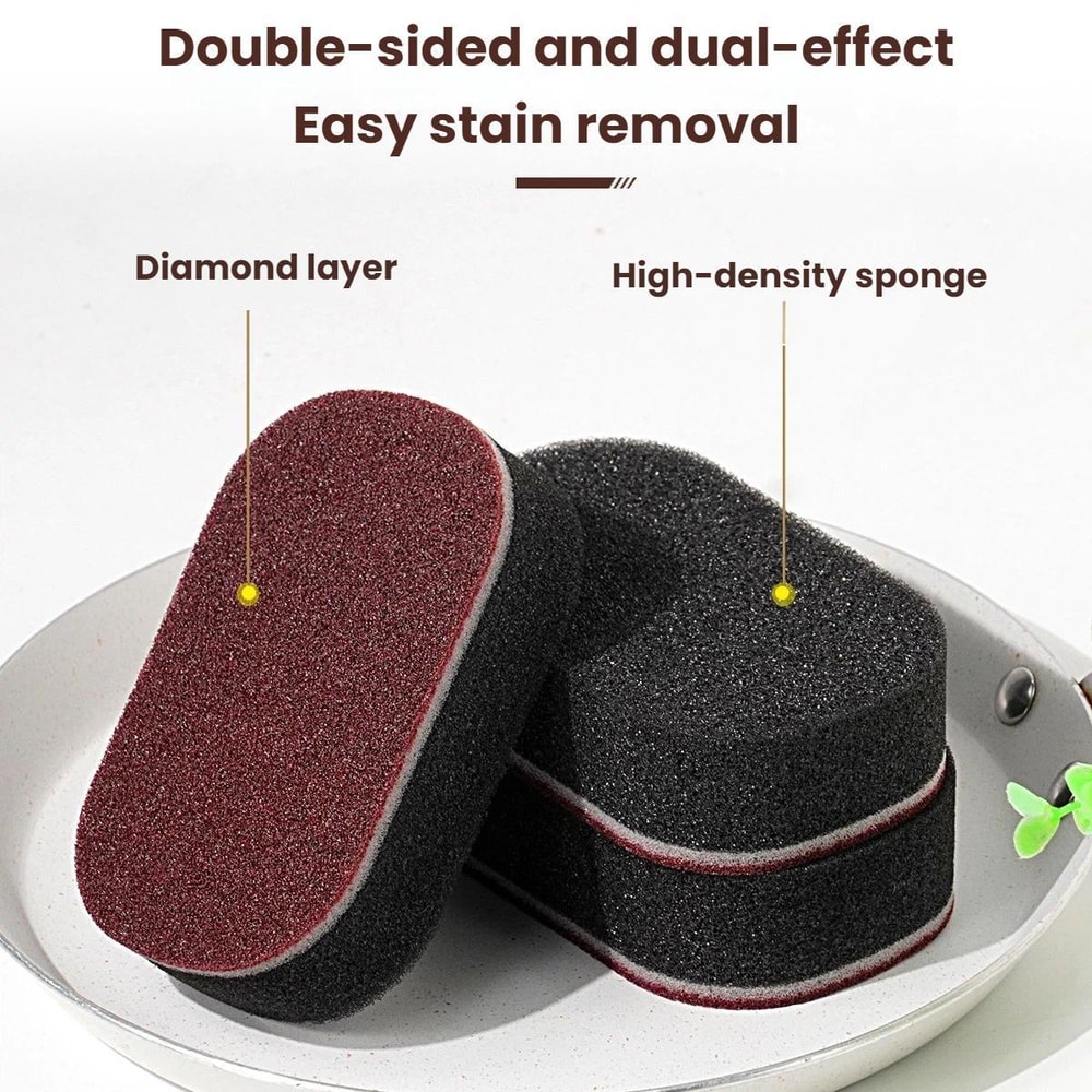 Diamond Abrasive Rust Remover Sponge Scrubber for Pots, Black Grime Cleaning