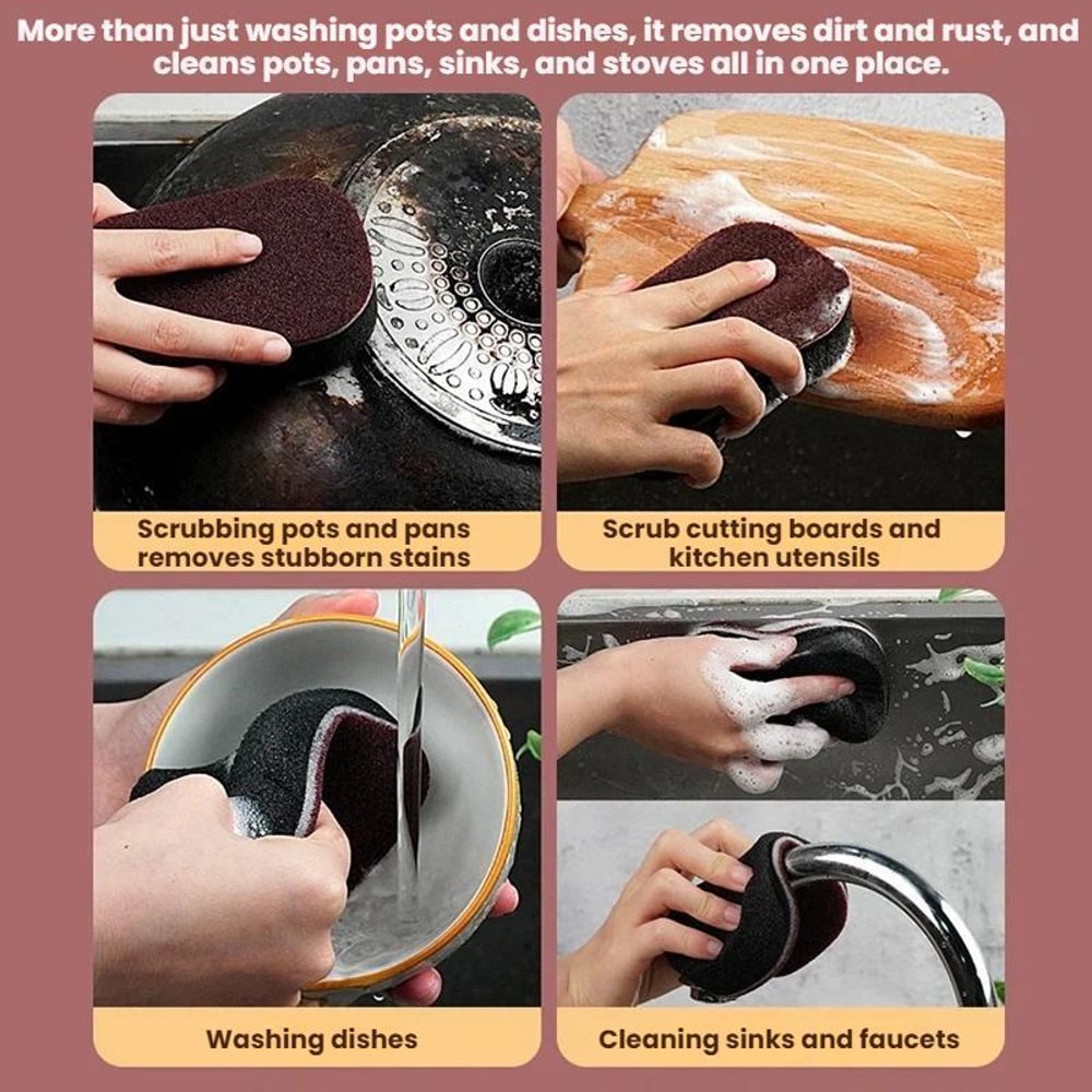 Diamond Abrasive Rust Remover Sponge Scrubber for Pots, Black Grime Cleaning