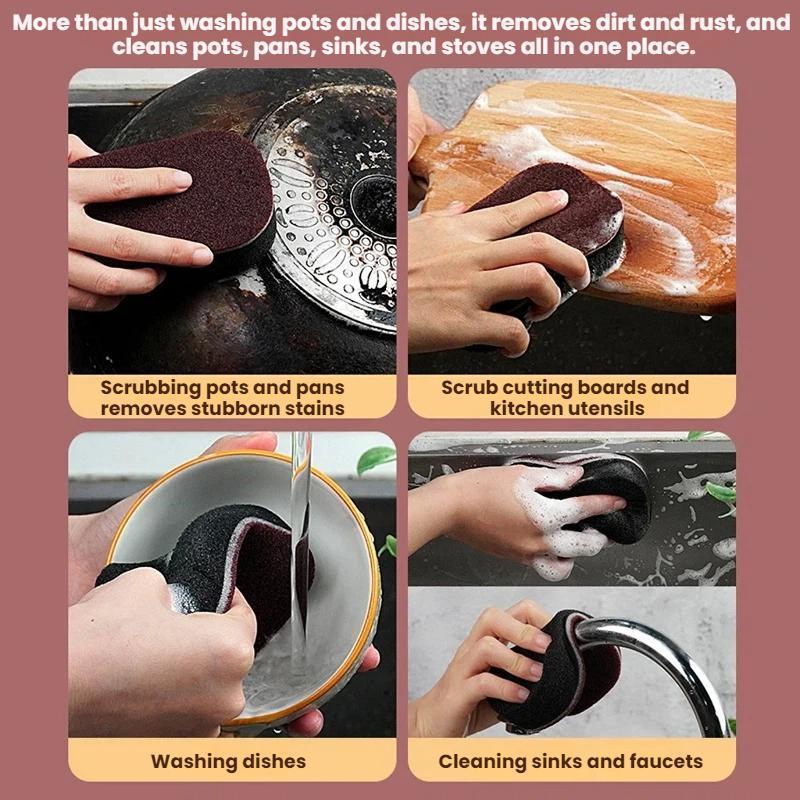 Diamond Abrasive Rust Remover Sponge Scrubber for Pots, Black Grime Cleaning