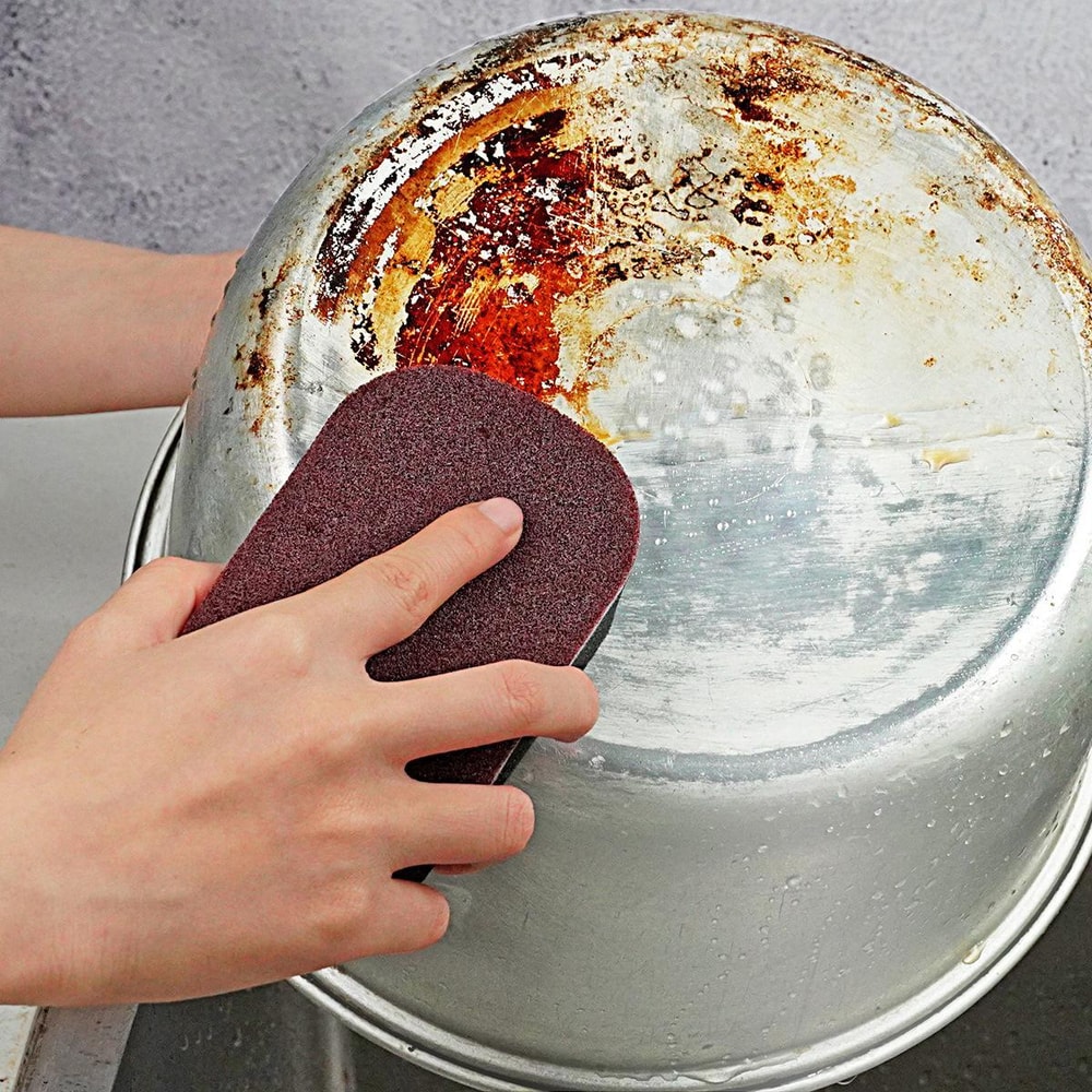 Diamond Abrasive Rust Remover Sponge Scrubber for Pots, Black Grime Cleaning