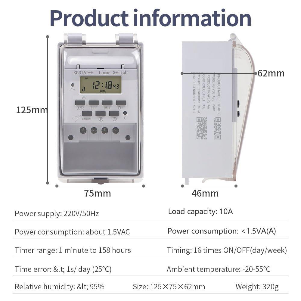 Digital Programmable Timer Switch Intelligent Weekly Electric Timer Controller