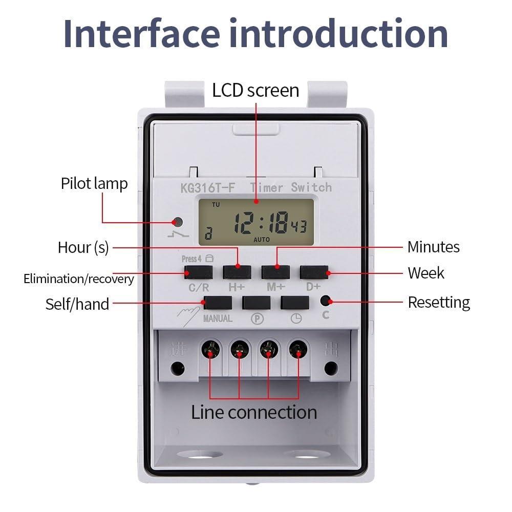 Digital Programmable Timer Switch Intelligent Weekly Electric Timer Controller