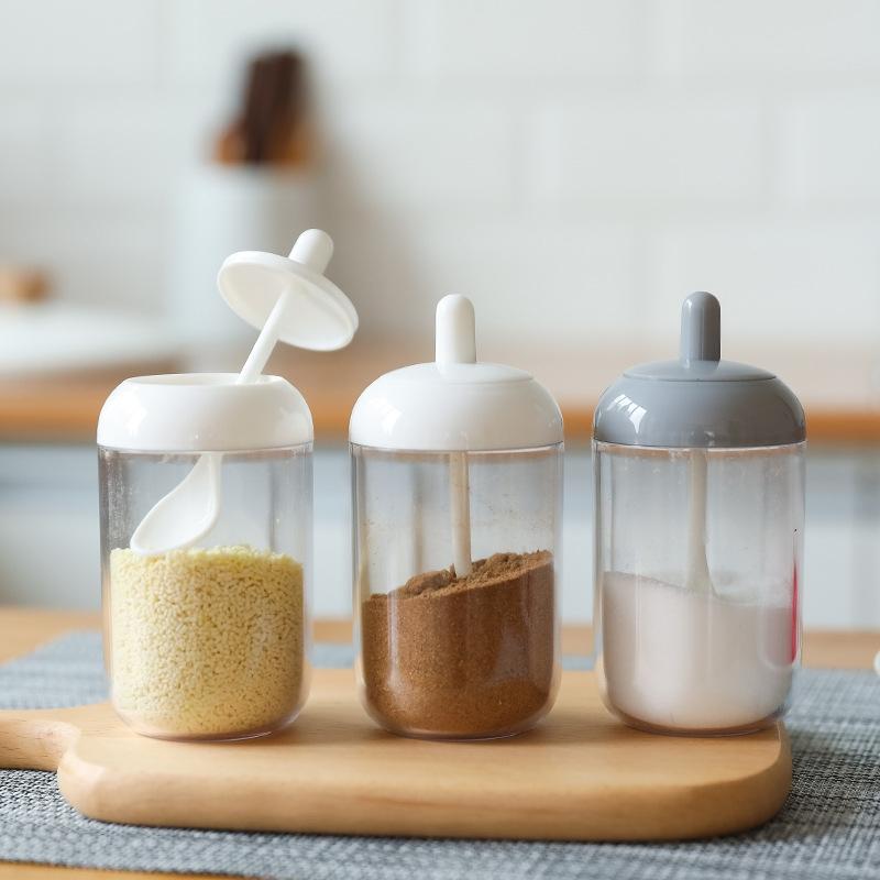 Sealed Spice Storage Jar with Spoon Kitchen Seasoning Container Organizer for Modern Kitchen
