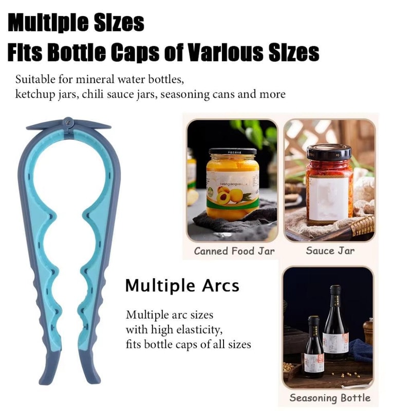 Can Opener Bottle Cap and Jar Opener Tool Multi Function Kitchen Opener Upgraded Gray Blue
