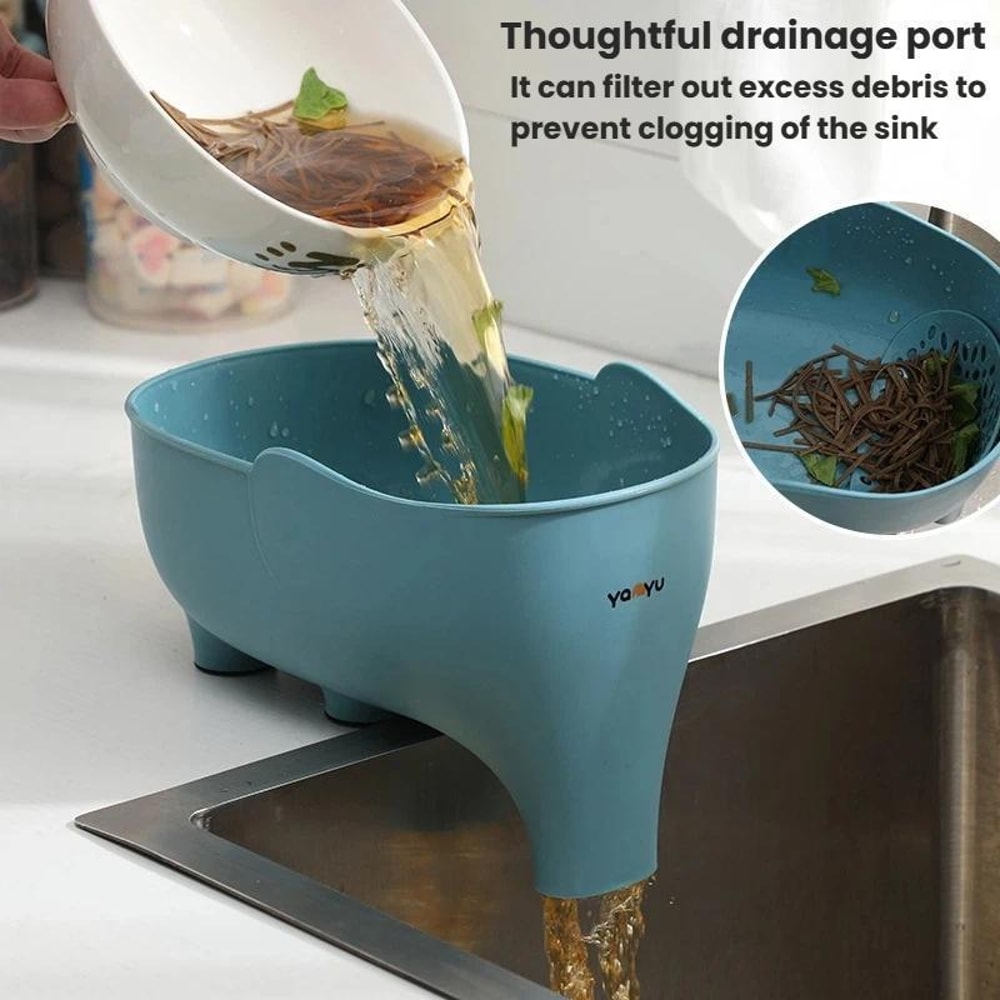 YanYU Elephant Kitchen Drain Basket Fruit Vegetable Storage Organizer 3