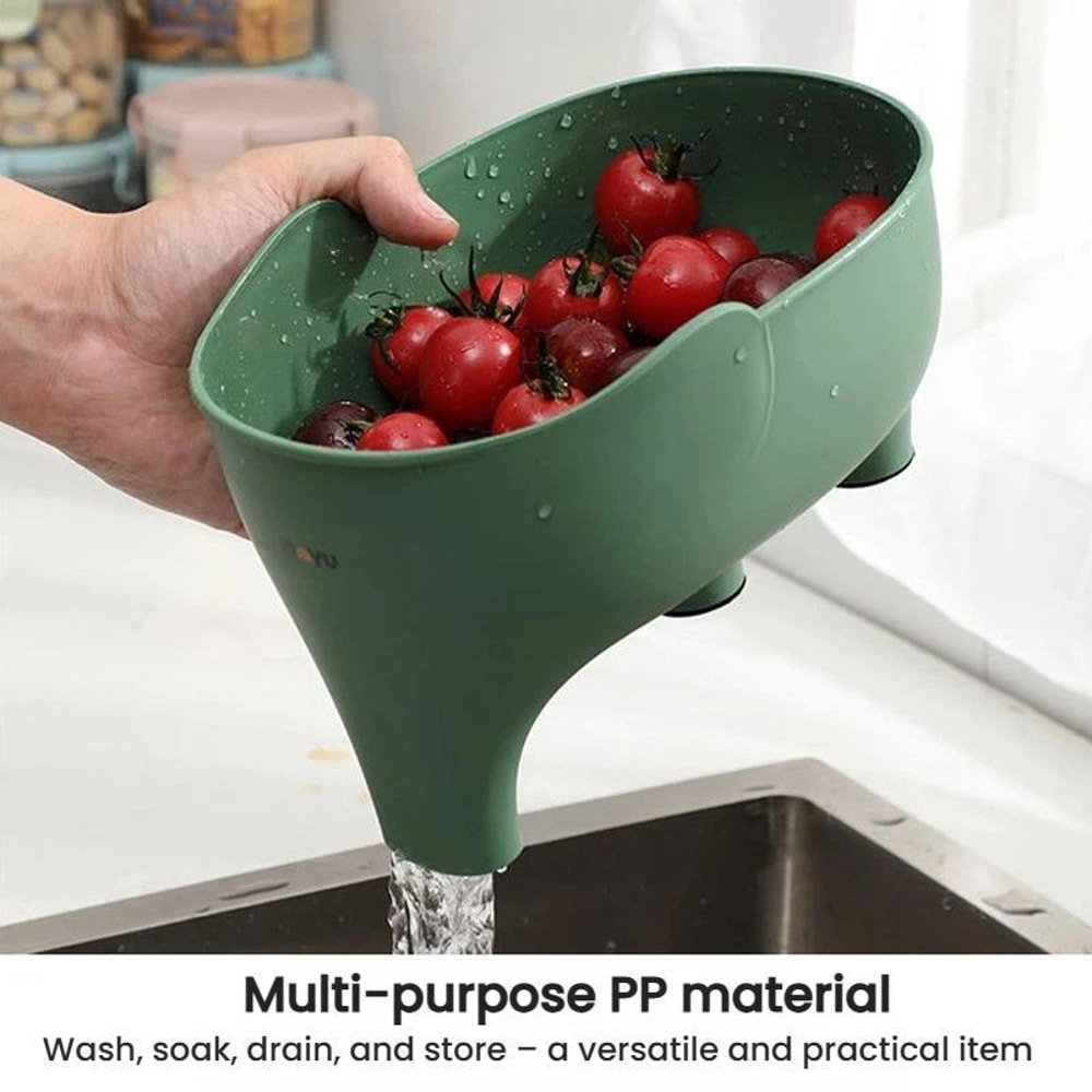 YanYU Elephant Kitchen Drain Basket Fruit Vegetable Storage Organizer 4
