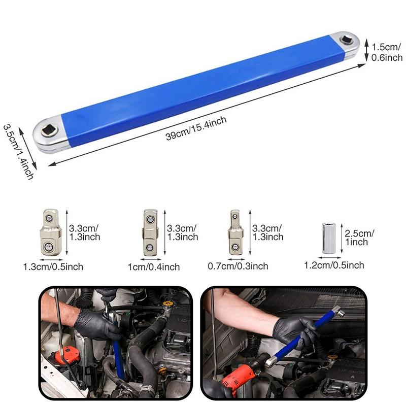 Multifunctional Ratcheting Extension Wrench Slim Profile Car Maintenance Tool