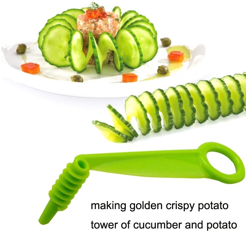 Hand Crank Vegetable Spiral Slicer Manual Kitchen Spiral Cutter for Fruits & Veggies