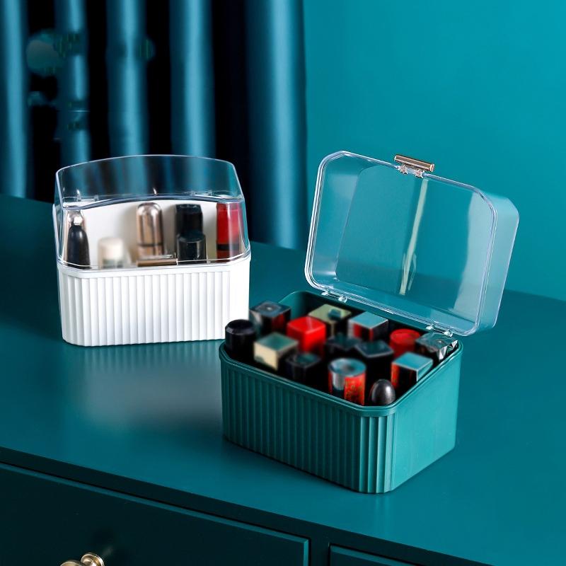 Desktop Cosmetic Storage Box Makeup Organizer with Lipstick Storage Dustproof Design