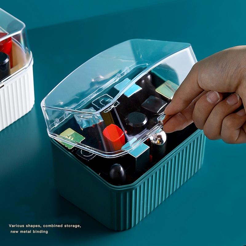 Desktop Cosmetic Storage Box Makeup Organizer with Lipstick Storage Dustproof Design