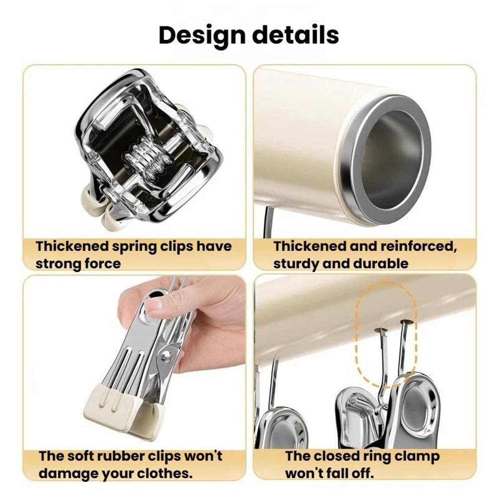 Multi Clip Stainless Steel Sock Drying Rack Non Slip Space Saving Clothes Hanger