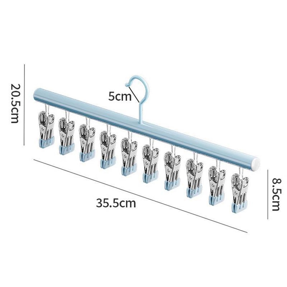 Multi Clip Stainless Steel Sock Drying Rack Non Slip Space Saving Clothes Hanger