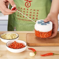manual garlic chopper pull cord garlic mincer kitchen food cutter
