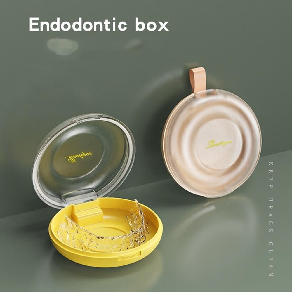 Portable Denture Storage Box Orthodontic Retainer Case with Lanyard Compact Travel Organizer