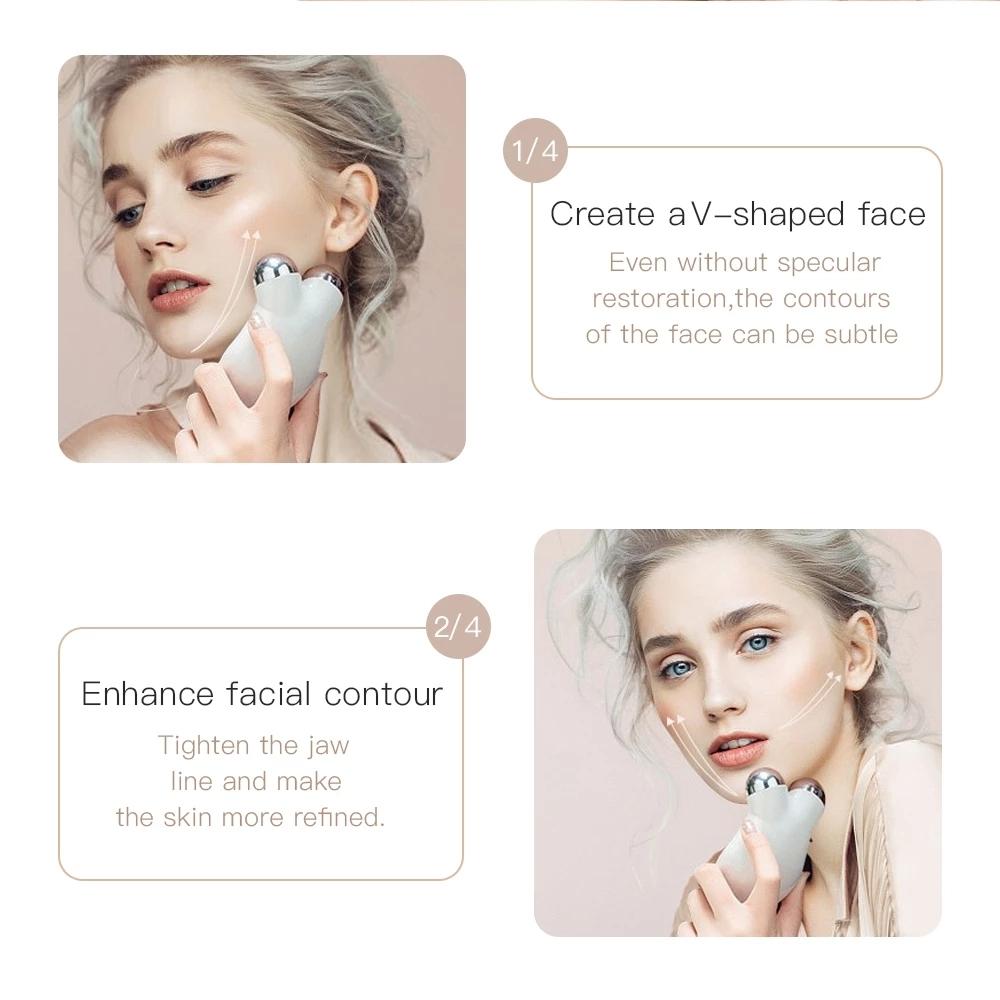 Pink Microcurrent Facial Device Skin Firming Anti-Aging Facial Massager for Face Lifting and Glow