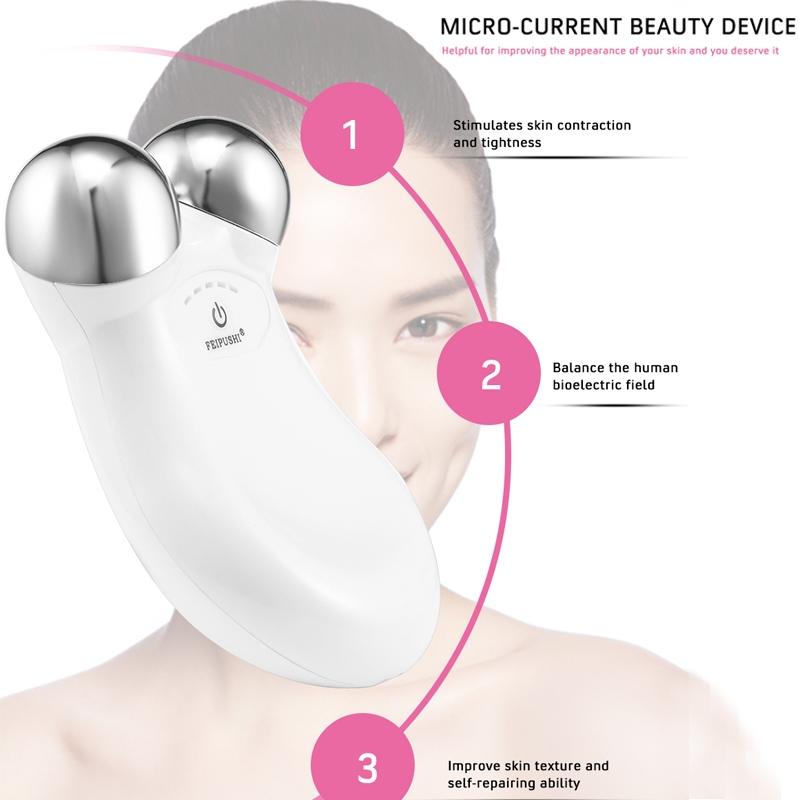Pink Microcurrent Facial Device Skin Firming Anti-Aging Facial Massager for Face Lifting and Glow