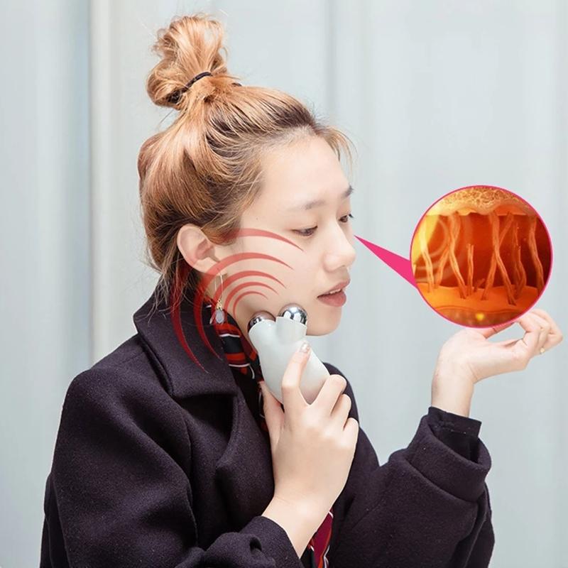 Pink Microcurrent Facial Device Skin Firming Anti-Aging Facial Massager for Face Lifting and Glow