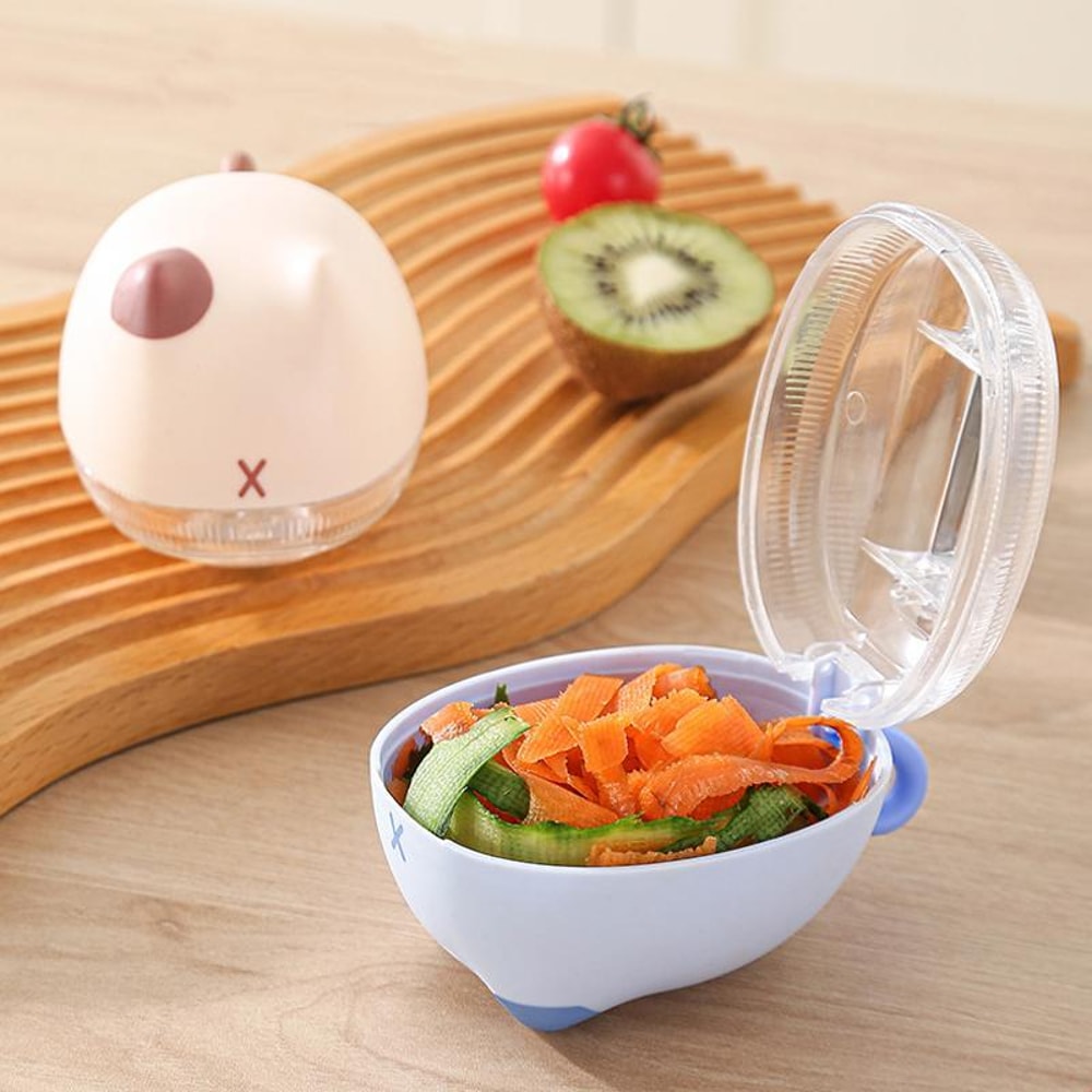 Cat Design Vegetable Peeler with Storage Container Stainless Steel Kitchen Peeling Knife