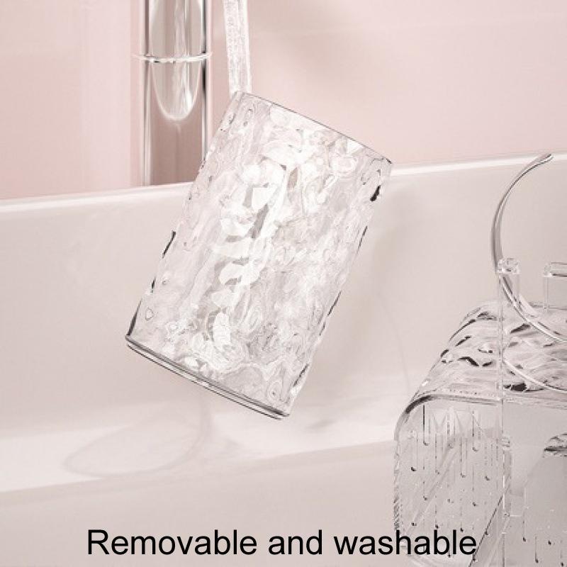 Wall Mounted Toothbrush Holder with Vacuum Suction Bathroom Organizer Storage Rack Transparent