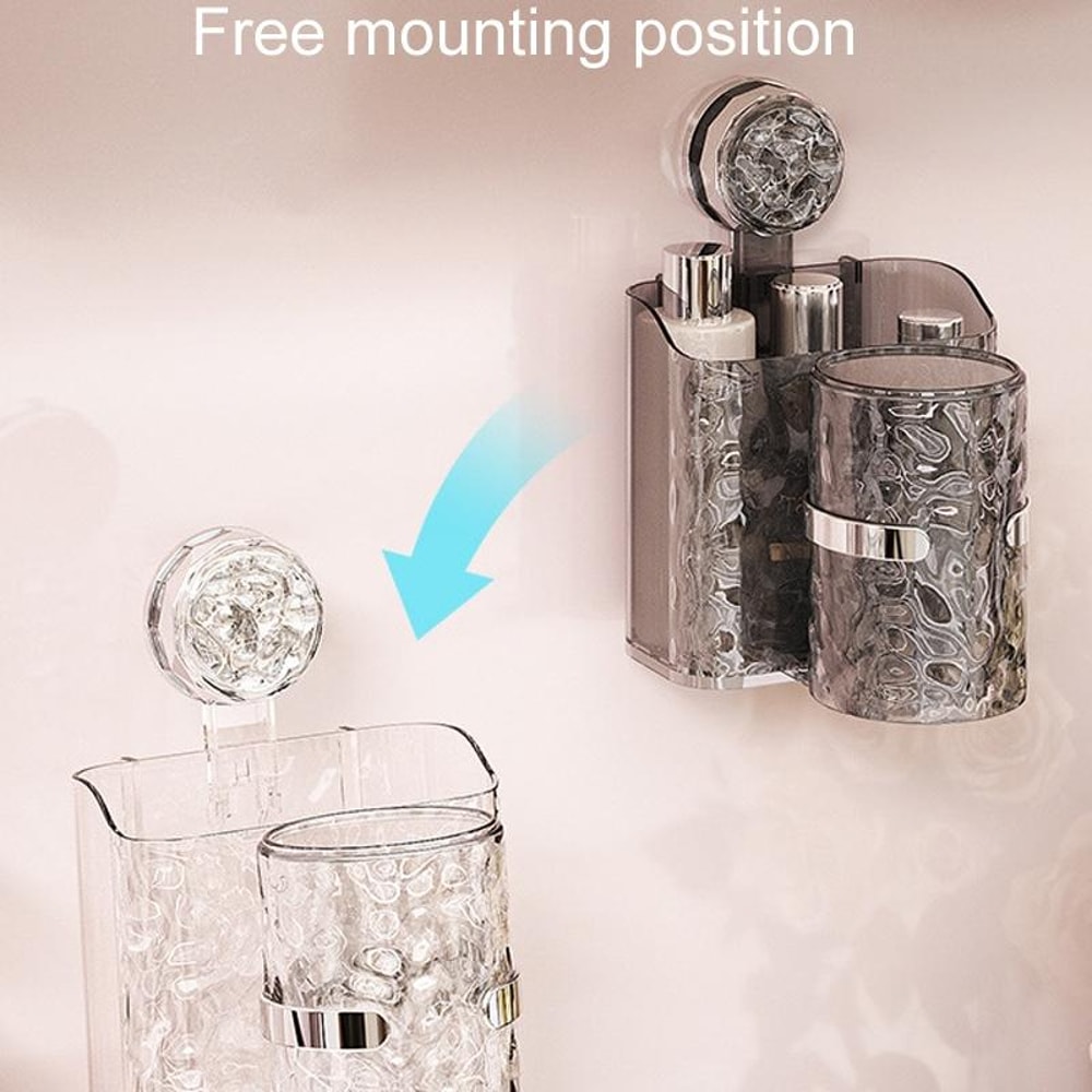Wall Mounted Toothbrush Holder with Vacuum Suction Bathroom Organizer Storage Rack Transparent