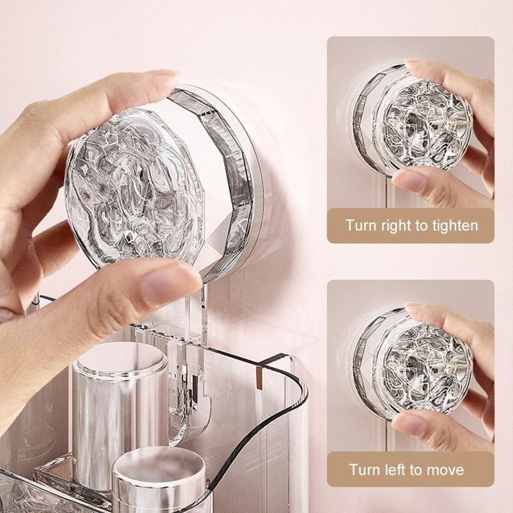 Wall Mounted Toothbrush Holder with Vacuum Suction Bathroom Organizer Storage Rack Transparent