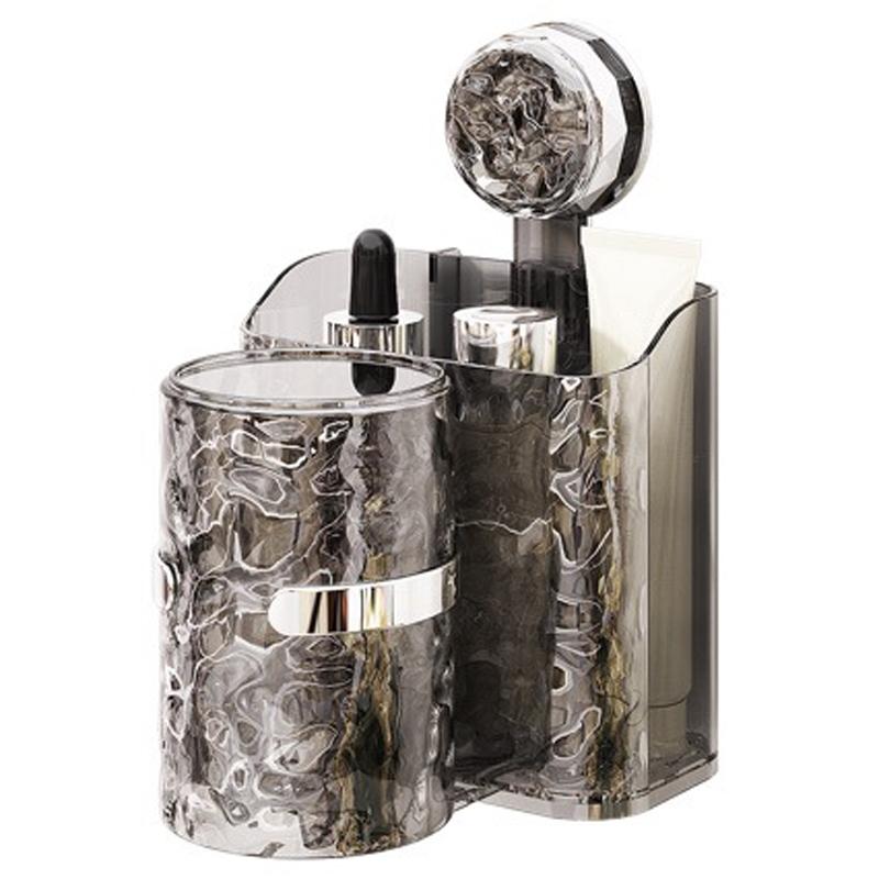 Wall Mounted Toothbrush Holder with Vacuum Suction Bathroom Organizer Storage Rack Transparent