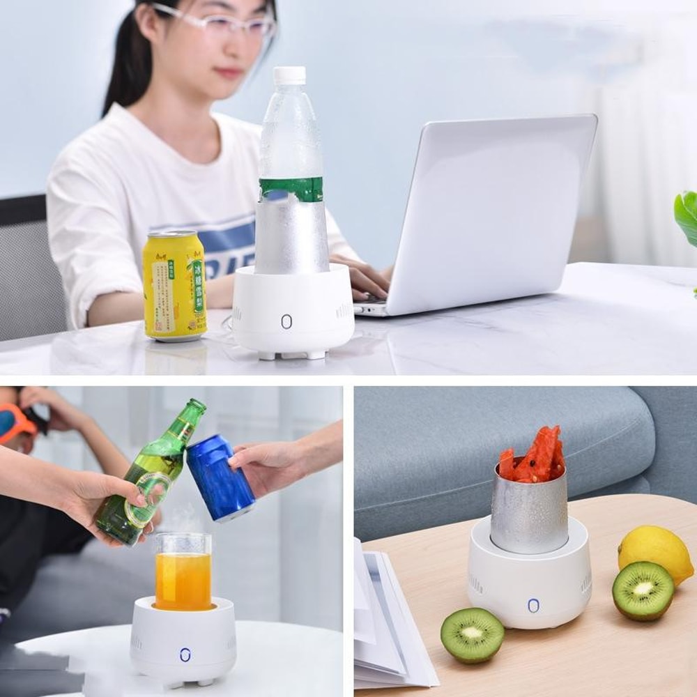 Portable Car Mini Fridge USB Cooling Cup White Portable Beverage Cooler for Car & Home