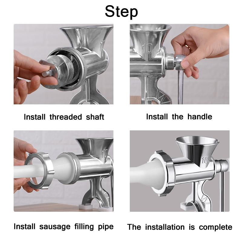 Household Manual Meat Grinder Sausage Stuffer Machine Large Hand Crank Aluminum Alloy