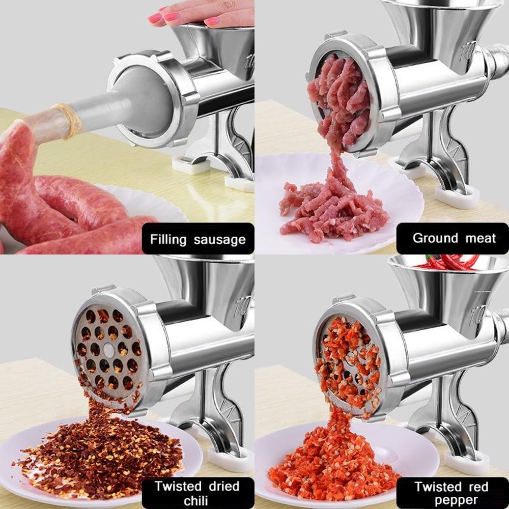 Household Manual Meat Grinder Sausage Stuffer Machine Large Hand Crank Aluminum Alloy