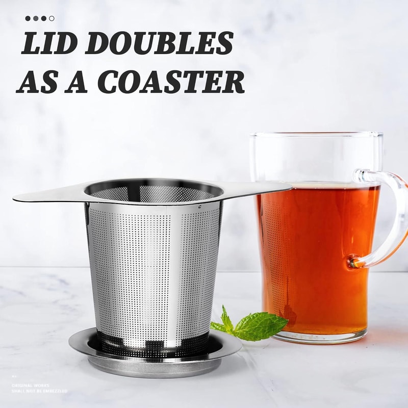 Stainless Steel Tea Strainer with Lid Dual Handle Loose Leaf Tea Infuser