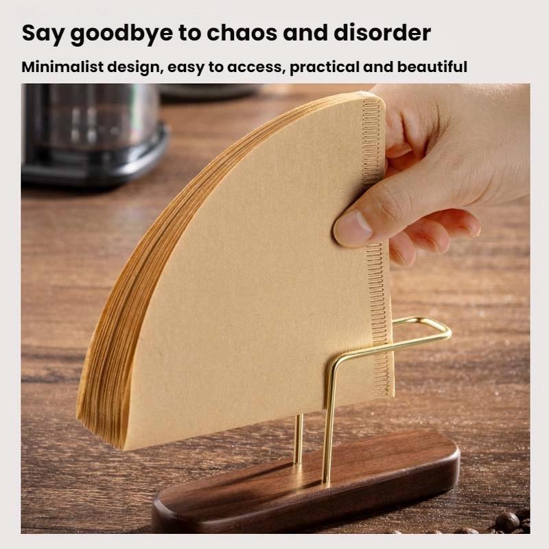 Walnut Wood Coffee Filter Holder Stand Minimalist Coffee Filter Storage Box