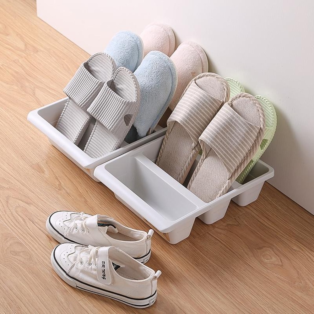 Space Saving Vertical Shoe Rack & Shoe Storage Organizer for Bathroom and Kitchen, Gray