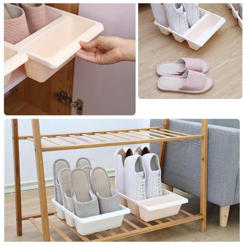 Space Saving Vertical Shoe Rack & Shoe Storage Organizer for Bathroom and Kitchen, Gray