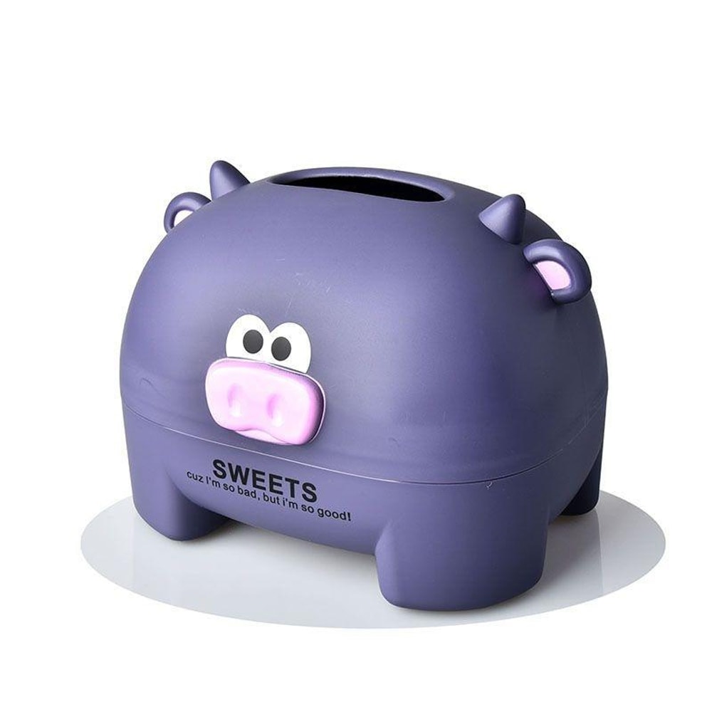 Cute Cartoon Calf Tissue Box Holder, Desktop Roll Paper Dispenser, Animal Tissue Storage Decor