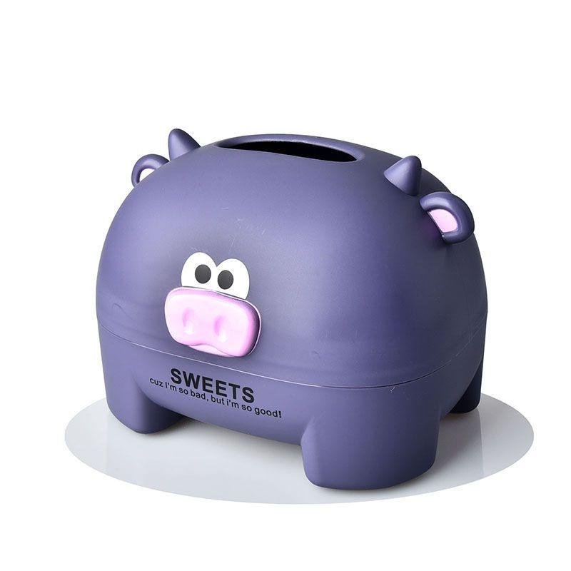 Cute Cartoon Calf Tissue Box Holder, Desktop Roll Paper Dispenser, Animal Tissue Storage Decor