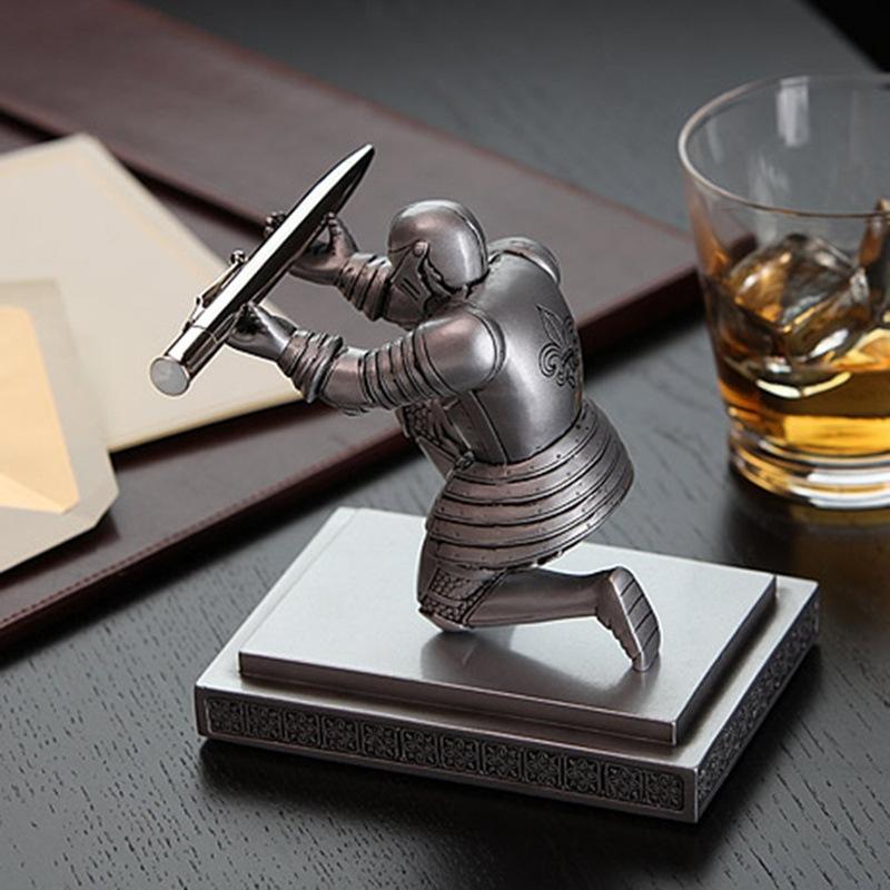 Executive Knight Resin Desk Organizer Pen Holder Creative Office Desk Decor Storage Statue 4