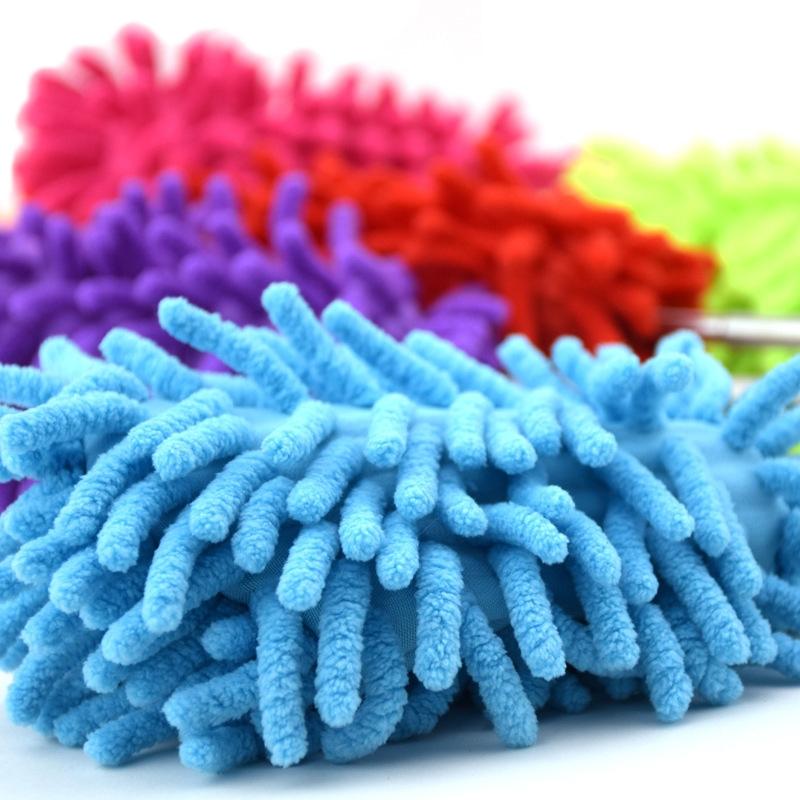 Telescopic Microfiber Chenille Duster Stainless Steel Extendable Cleaning Tool for Home & Car